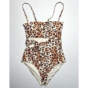 Aerie Animal Print Cut-Out One Piece Full Coverage Swimsuit